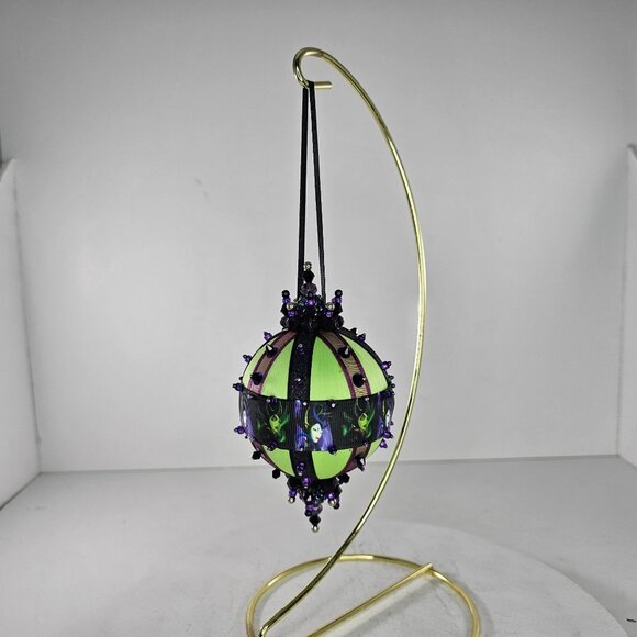 Handcrafted Maleficent Themed Ornament Beaded Accents Ribbon Detailing Villains - Picture 3 of 9